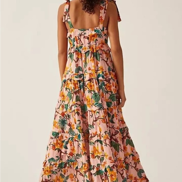 EUC XL Farm Rio Anthropologie Tropical Paradise Square Neck Tiered-Maxi dress - Picture 2 of 7